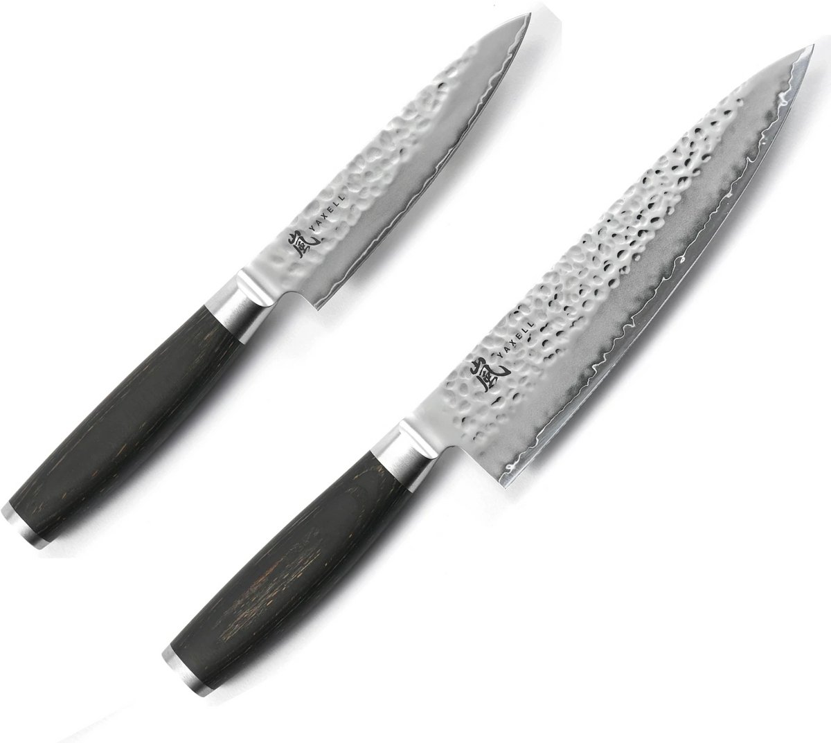 Yaxell Taishi – 2-delige Messenset – Koksmes 20 cm & Universeelmes 12 cm – VG-10 – Gehamerd Lemmet – Japans Design