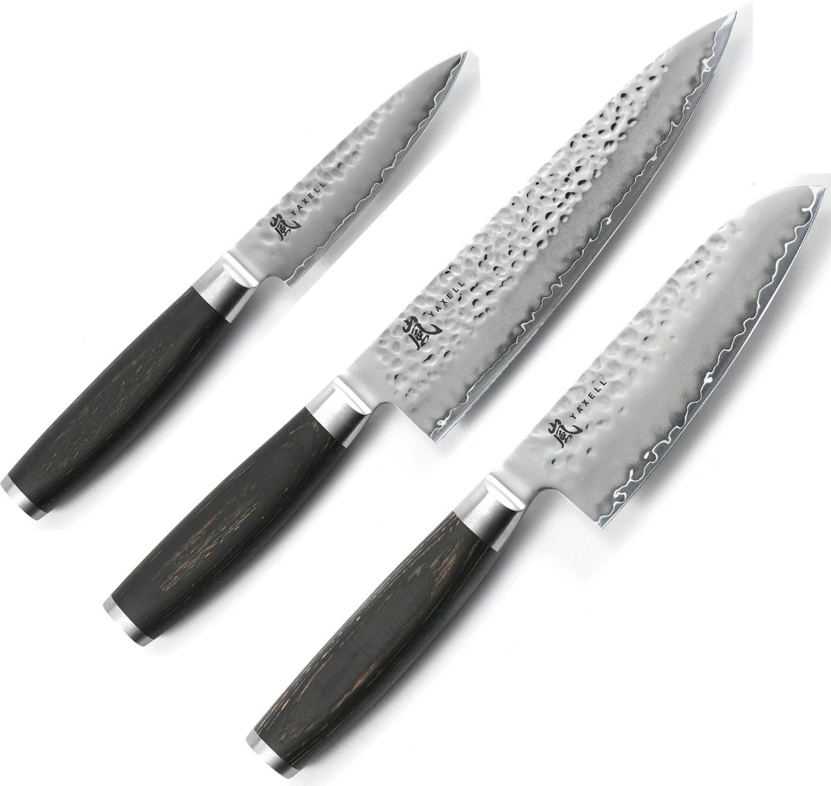 Yaxell Taishi – 3-delige Messenset – Koksmes 20 cm, Santoku 12,5 cm & Schilmes 10 cm – VG-10 – Tsuchime Afwerking