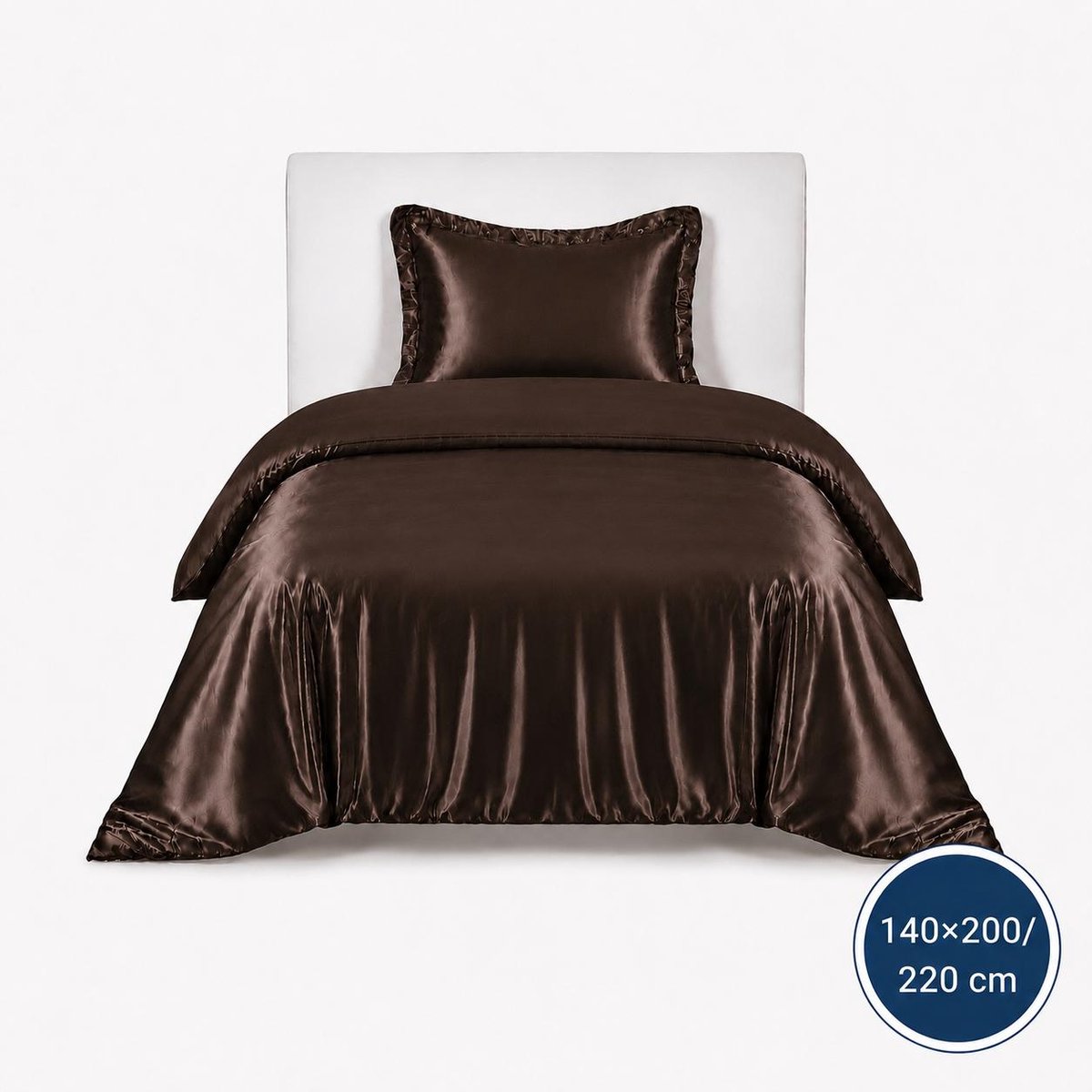 Satijnen Dekbedovertrek - Bruin - 1400x200/220 - Luxe & Koel - Zacht & Ademend - Incl. Kussensloop