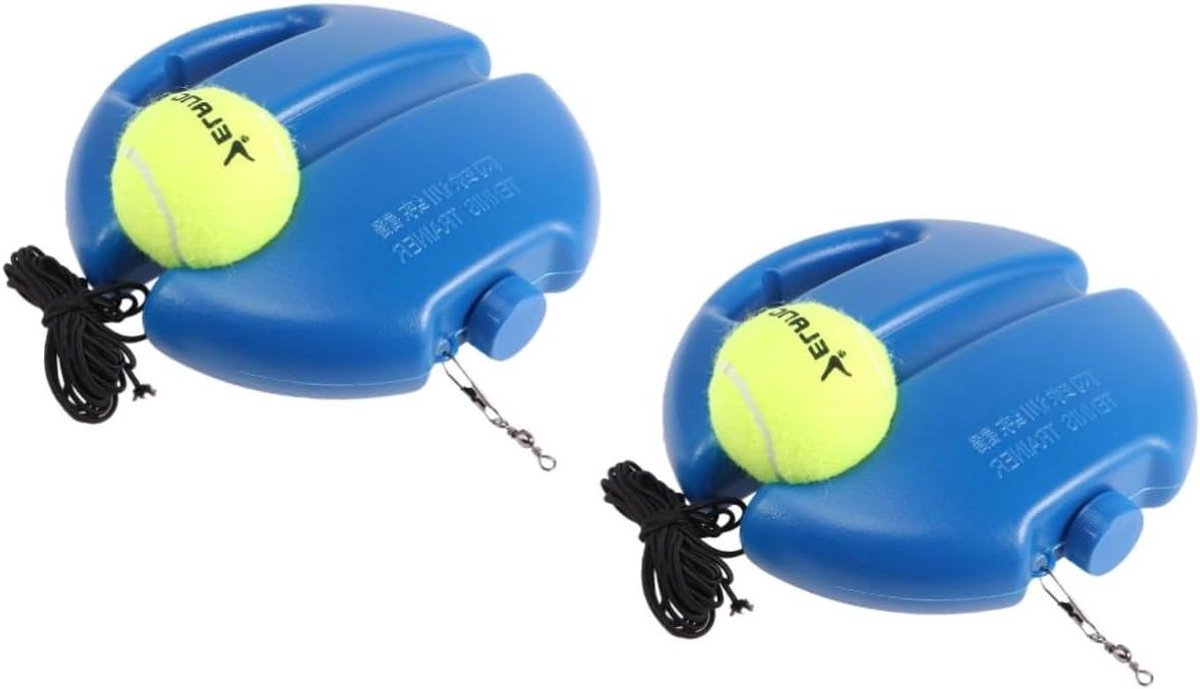 Tennis Trainer Set - Bal Trainingsapparaat - Zelf Trainen - Antislip Basis - 21 x 21 x 10 cm - Blauw