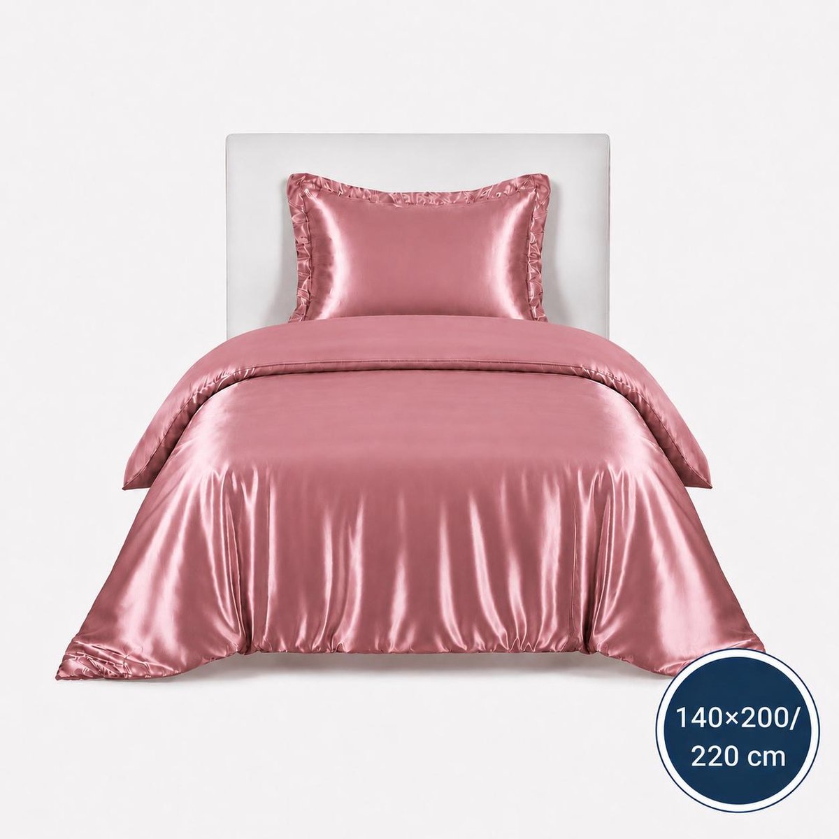 Satijnen Dekbedovertrek - Roze - 1400x200/220 - Luxe & Koel - Zacht & Ademend - Incl. Kussensloop