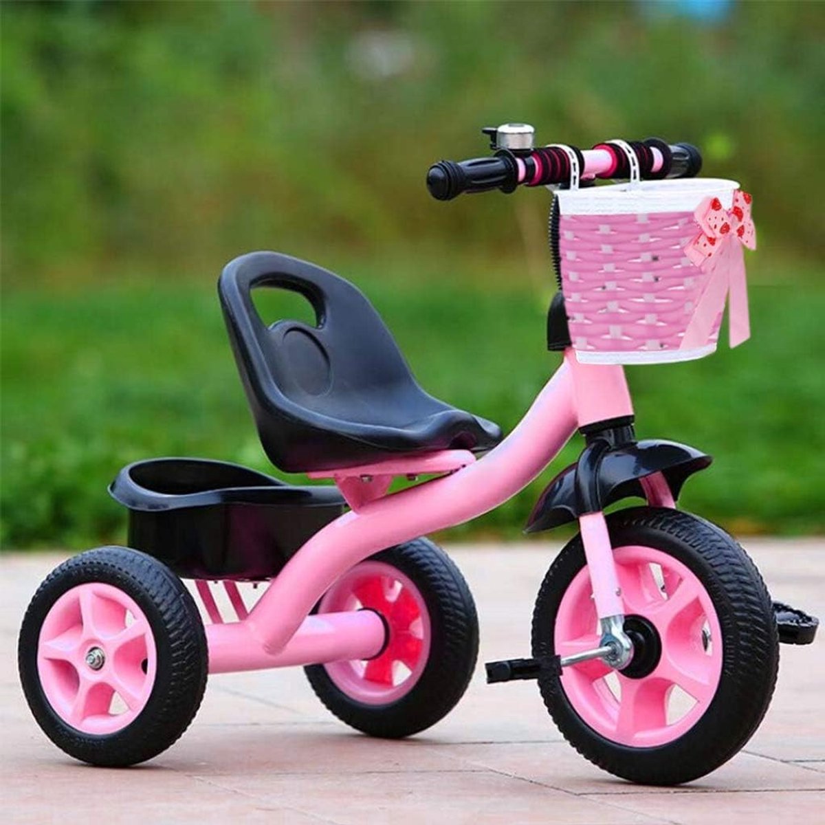 Kinder Fietsmand - Fiets Accessoire - Fietsen Opbergen - Met Strik Versiering - 20 cm - Roze