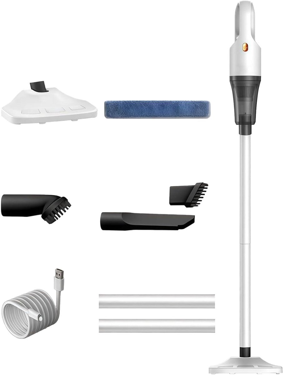 Draadloze Steelstofzuiger - Hand en vloer - Thuis reinigen - 2-in-1 functie - 115 cm - Wit