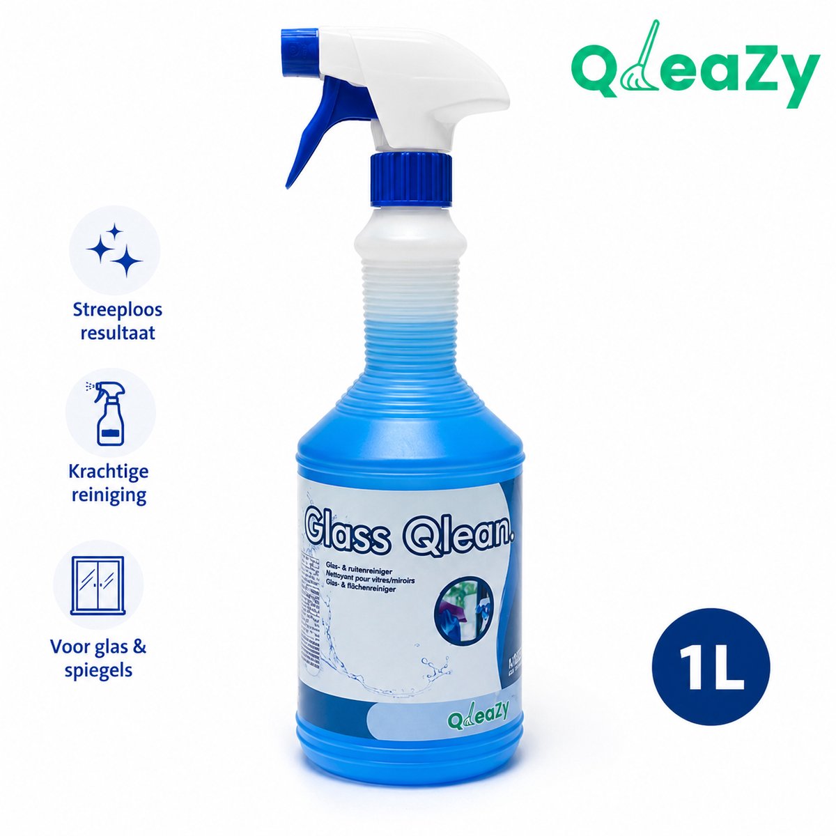 Glass Qlean. 1 liter Glasreiniger - Multireiniger - Allesreiniger - Schoonmaakspray QleaZy