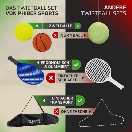 Twistball Set - Swingbal Tennis - Outdoor Spel - Verbeterd Model 2024 - 86 x 23 x 5 cm — afbeelding 4