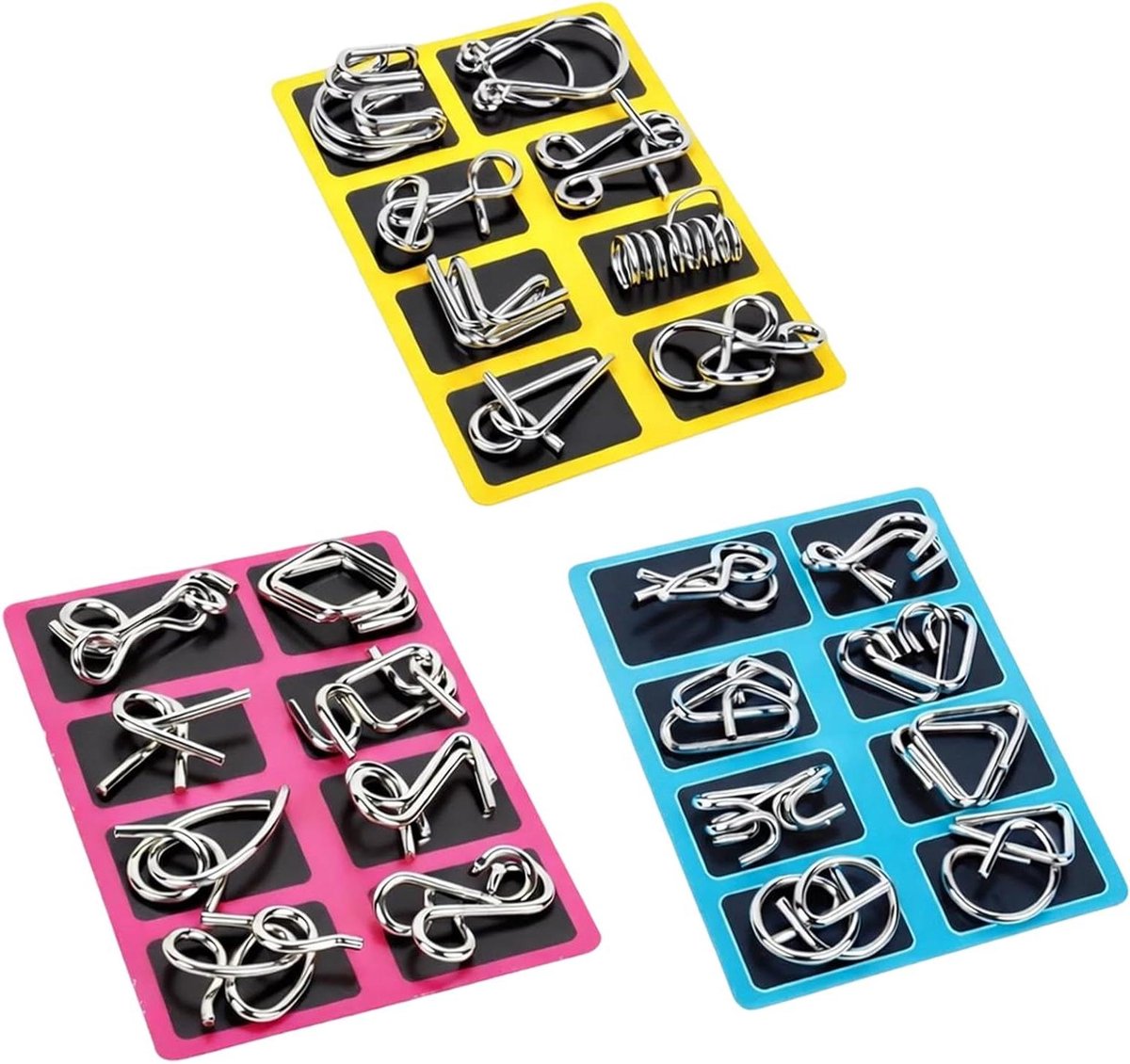 Metalen Puzzels - Denkspeelgoed Set - Mentale Uitdaging - 24 Unieke Spellen - 24 Stuks - Zilver