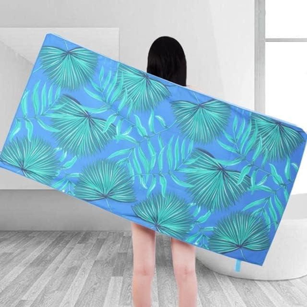 Microfiber Handdoek - Sneldrogend Lichtgewicht - Reizen Sport - Zeer Absorberend - 70x150cm - Bladpatroon