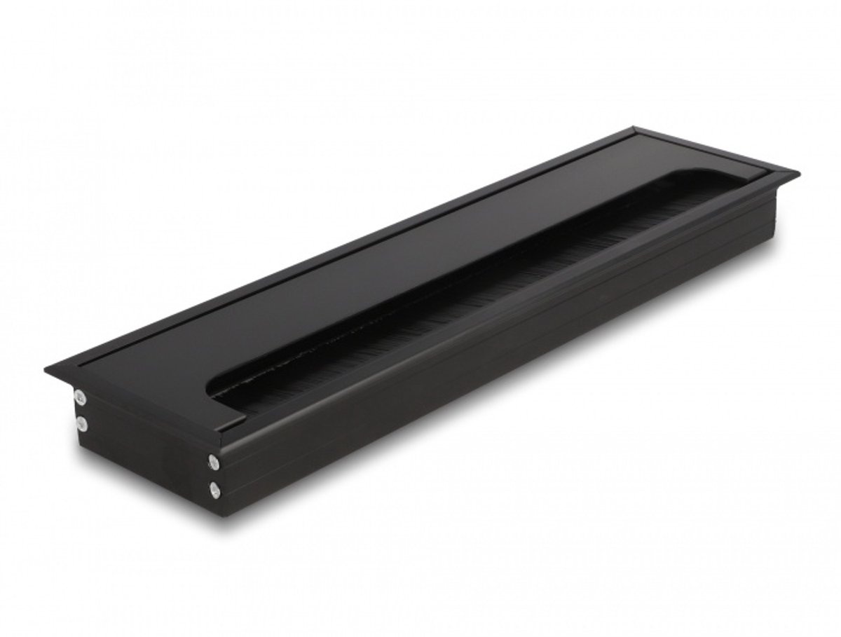 Kabeldoorvoer voor tafelinbouw met borstel 300 x 80 x 28 mm zwart