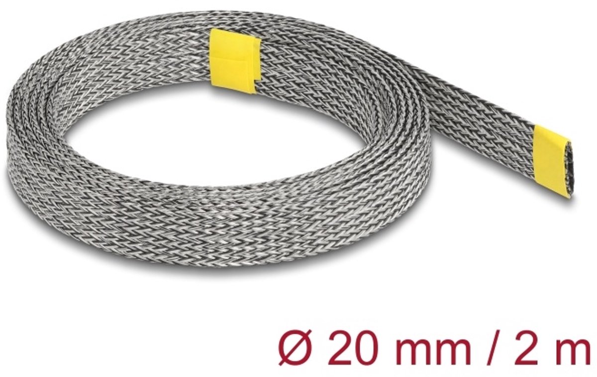 Delock Braided Sleeve for EMI shielding stretchable 2 m x 20 mm