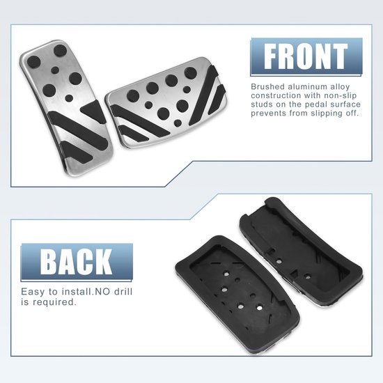 Antislip Pedaal Covers - Auto Pedaal Set - Veilig Rijden - Niet-Markerende Montage - 1 cm - Zilver — afbeelding 2