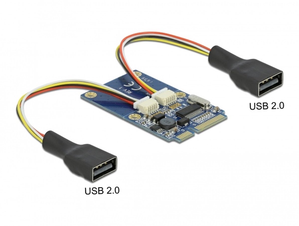 Mini PCIE I/O Volledig formaat 2 X USB 2.0 Type-A-vrouw