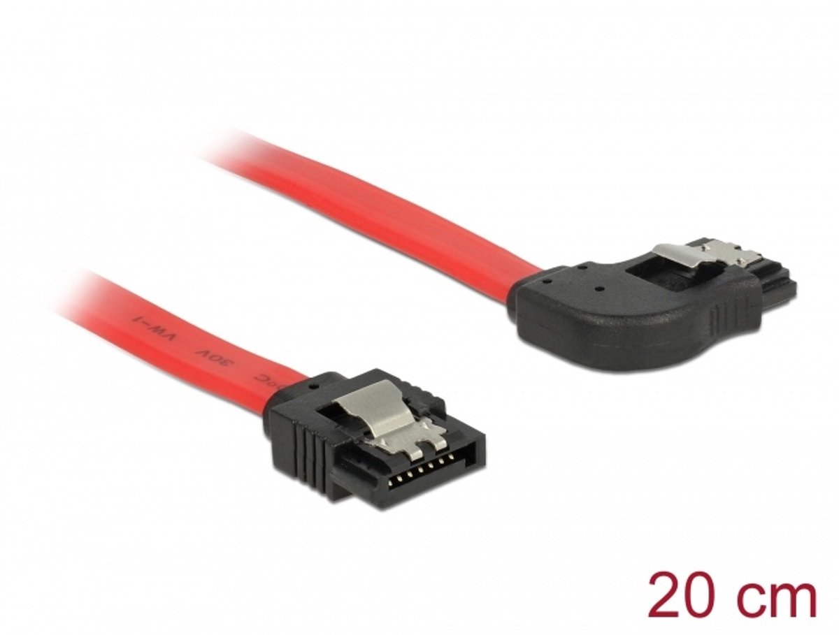 Sata 6 GB/s kabel rechtstreeks naar rechts schuine hoek 20 cm rood