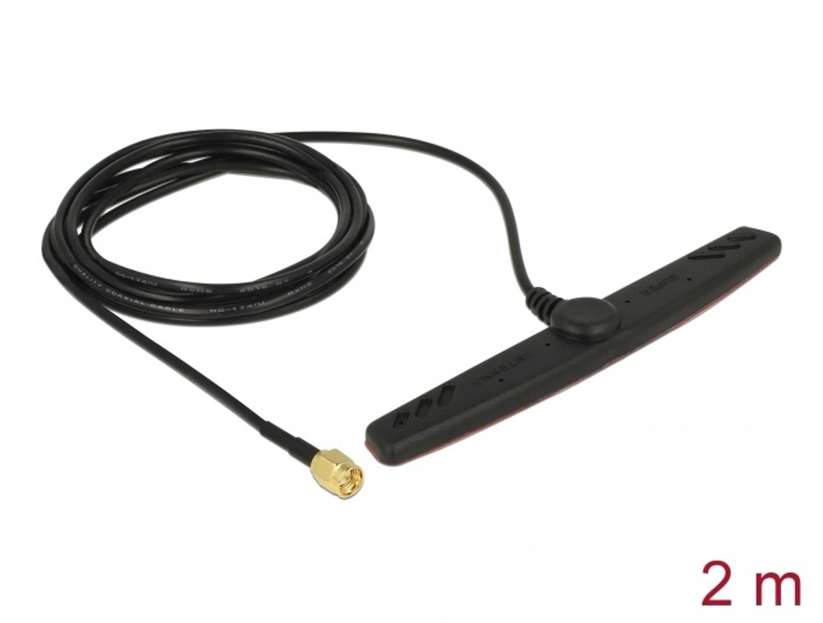 GSM UMTS LTE Antenne SMA-plug 2,5 DBI 2 M RG-174 Omnidirectionele lijmmontage