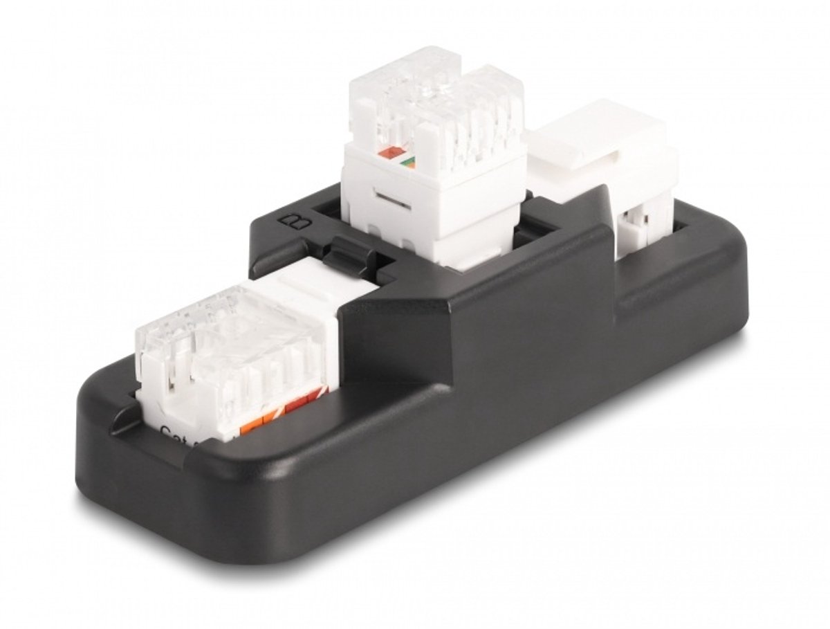 Keystone LSA-set met clip-on houder RJ45 / RJ11 Cat.6 Black