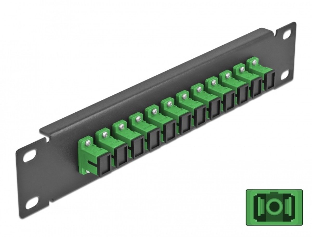 10 inch glasvezel patch panel 12 Poort SC Simplex Green 1U Zwart