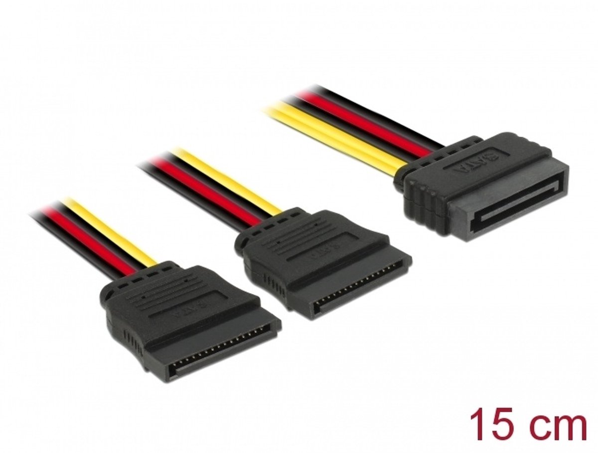 Kabelvermogen sata 15 pin> 2 x sata hdd - recht