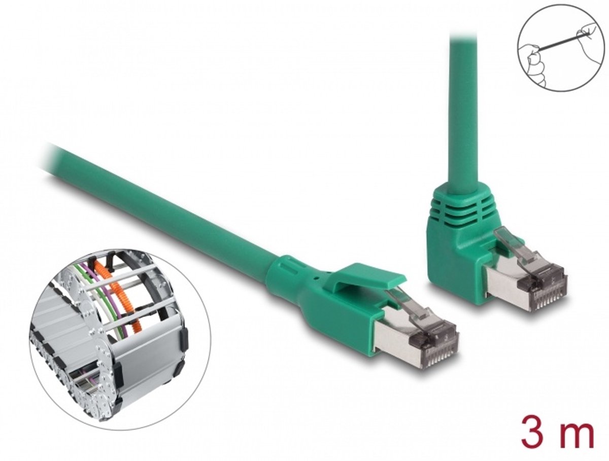 RJ45 Kabel Profinet SF/UTP 90 ° Angleed 3 M Green