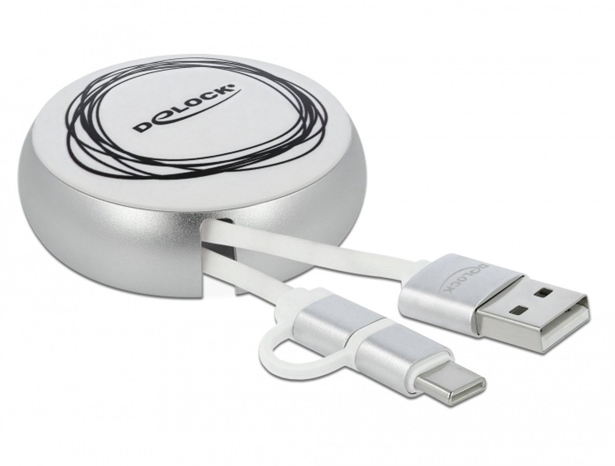 DeLOCK 85821 USB-kabel 0,92 m USB 2.0 USB A USB C/Micro-USB B Zilver, Wit