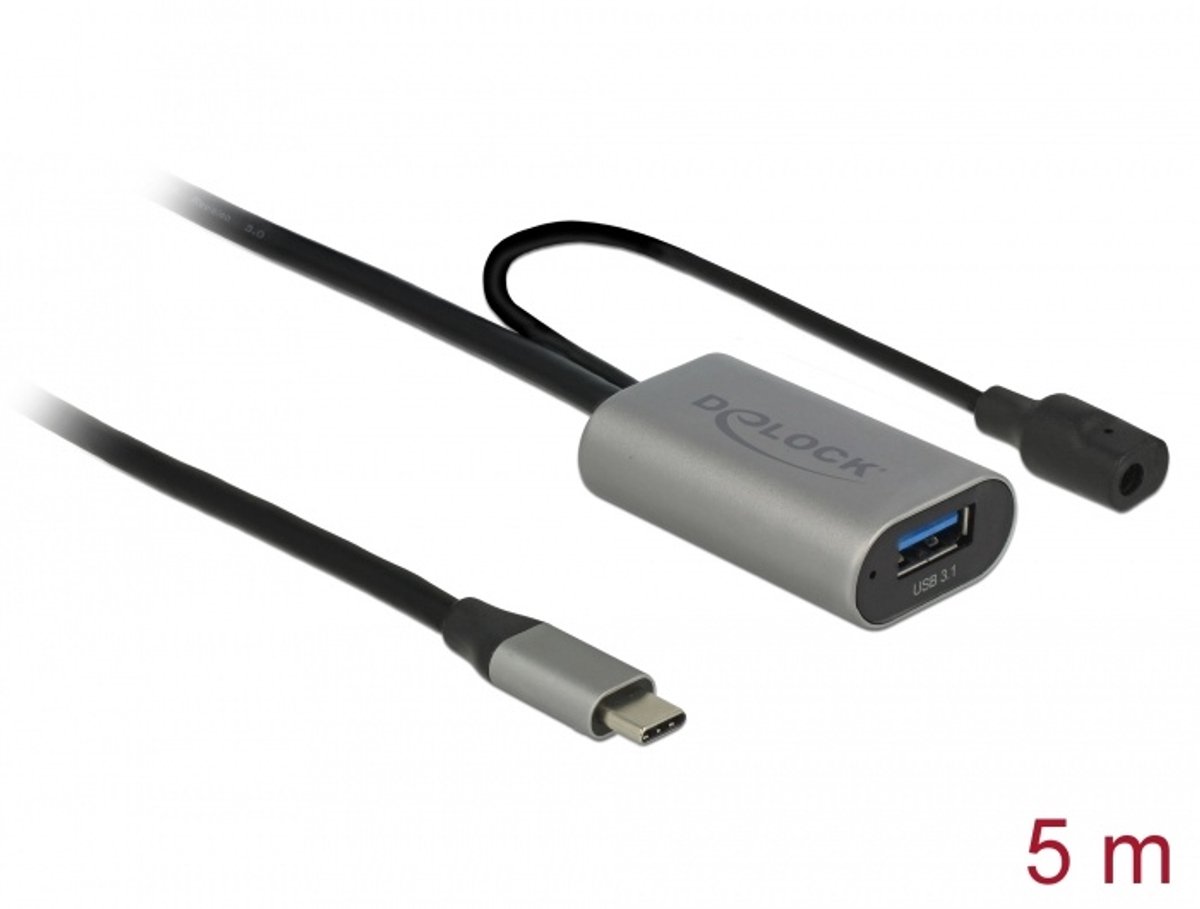 DeLOCK 85391 USB-kabel 5 m USB 3.2 Gen 1 (3.1 Gen 1) USB A USB C Zwart, Grijs