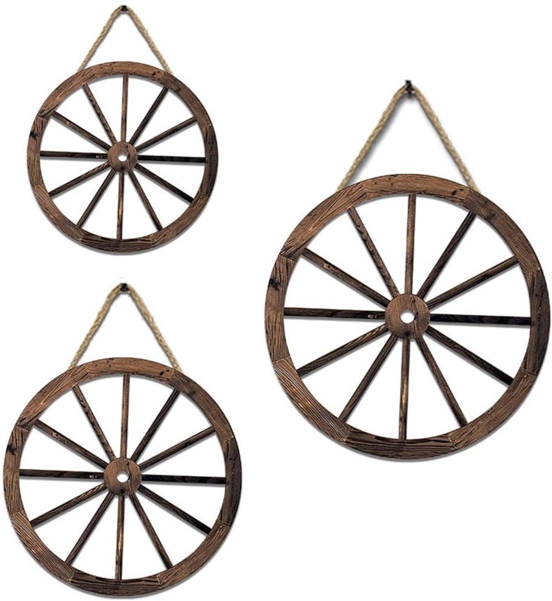 Houten Wiel Decoratie - Wandhangers Rustiek - Tuinmuur Kunst - Vintage Stijl - 3 Stuks - Niet gespecificeerd