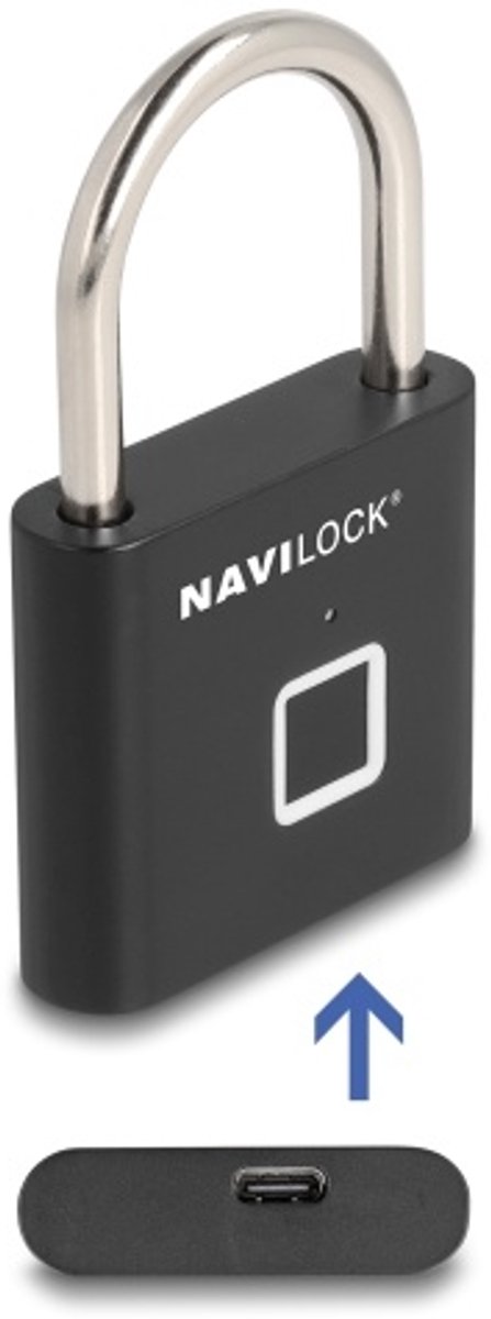 Navilock Padlock with fingerprint 75 x 45 x 13 mm black