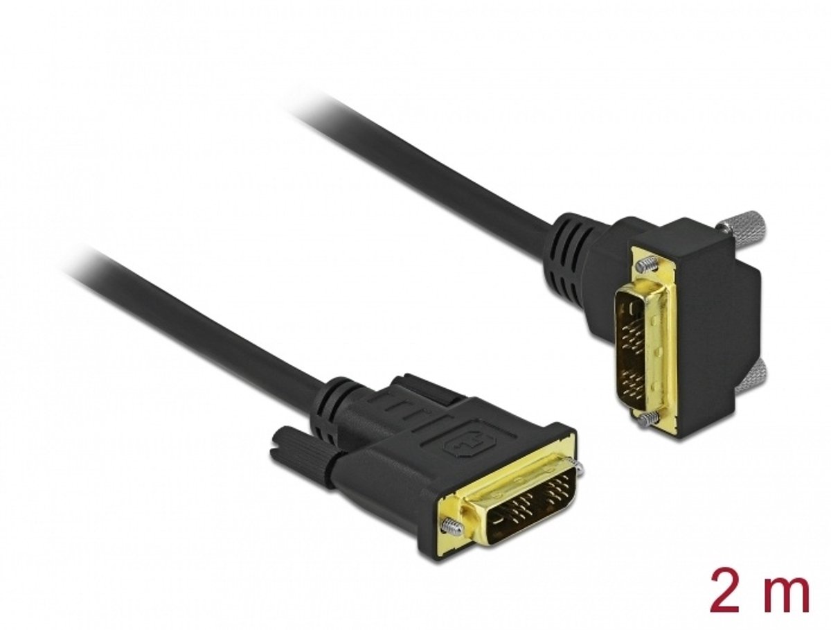 DVI -kabel 18+1 mannelijk tot 18+1 mannelijke hoekige 2 m
