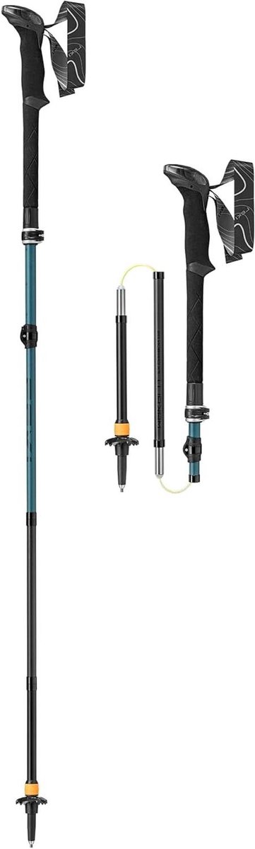 Wandelstokken Carbon - Opvouwbare Stokken - Bergwandelen - Verstelbaar Snel Sluitingssysteem - 110-130 cm - Groen Blauw
