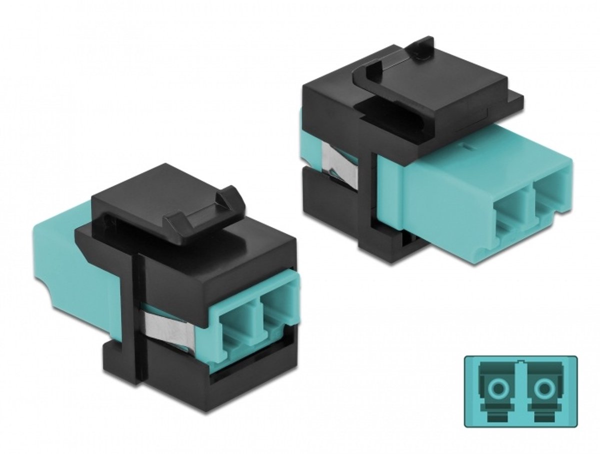 Keystone Module LC Duplex Vrouw naar LC Duplex vrouwelijke aqua / zwart