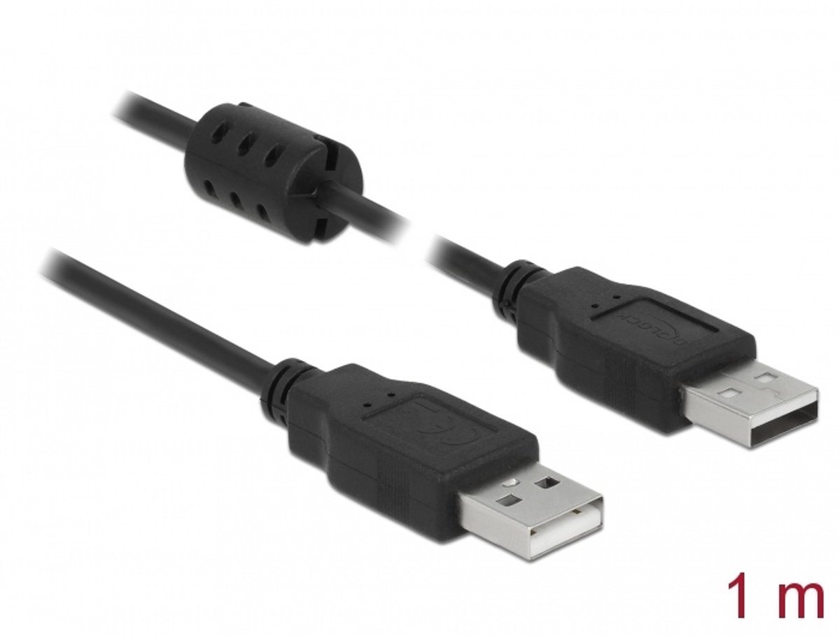 USB kabel USB 2.0 Type-A mannelijk naar USB 2.0 Type-A mannelijk 1.0 m zwart