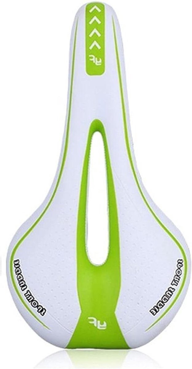 Fietszadel - Racezadel Gel - Comfortabel Fietsen - Ademend Hol Ontwerp - 27 cm Lengte - Wit Groen