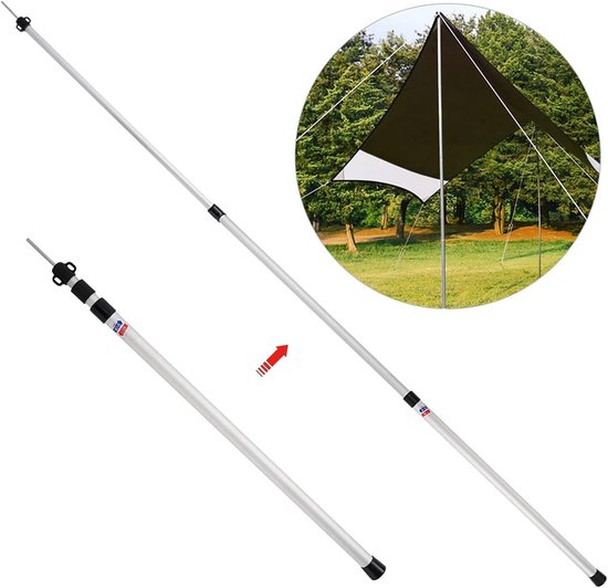 Telescoop Tentpalen - Verstelbare Palen - Schaduw Creëren - Aluminium Legering - 250 cm - Zilver — afbeelding 5