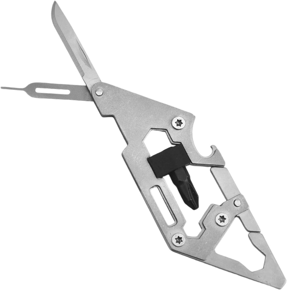 Karabijnhaak Gereedschap - Multifunctionele Klem - Outdoor Avontuur - Roestvrij Staal - 9.2x3.3cm - Zilverkleurig