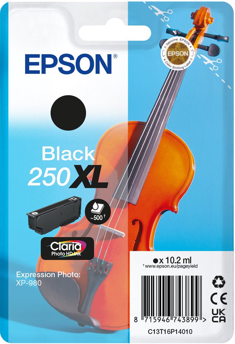 Epson 250XLViolin Claria Photo HD inktcartridge 1 stuk(s) Origineel Hoog (XL) rendement Zwart