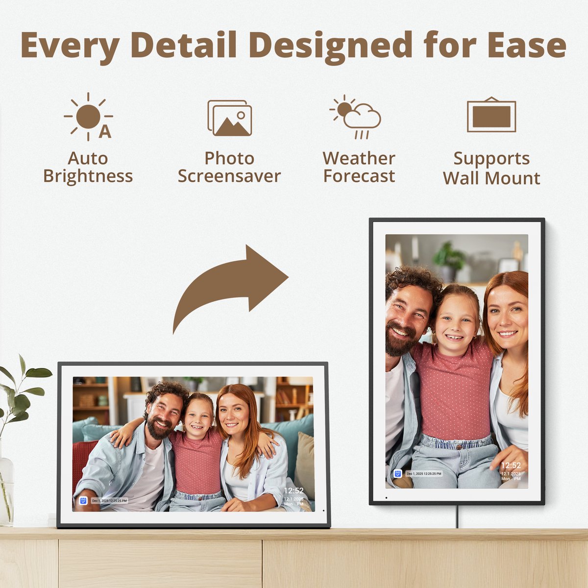 Dragon Touch 21,5" Digitale Fotolijst Met Takenlijst – 1080P Full HD Interactief Touchscreen, Slimme Gezinsplanner, Haarddisplay Digitale Kalender, Wand- en Bureaumontage Voor Naadloze Planning - Zwart thumbnail 8