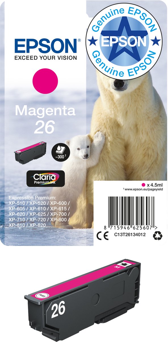 Original Ink Cartridge Epson C13T26134022 Magenta