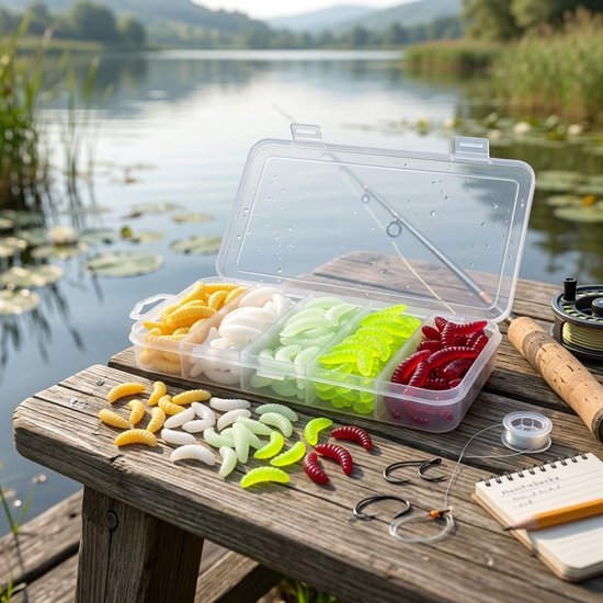 Multicolor vis aas softbait kunstaas set unisex siliconen maden insect aas bionische karper wormen voor vliegvissen en zoetwater vissen 100 stuks — afbeelding 2