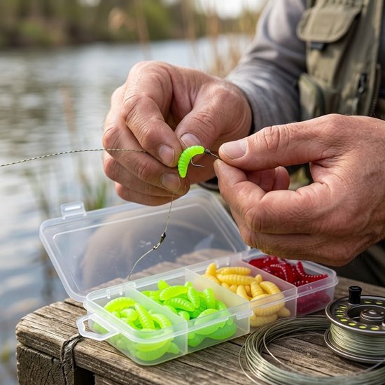 Multicolor vis aas softbait kunstaas set unisex siliconen maden insect aas bionische karper wormen voor vliegvissen en zoetwater vissen 100 stuks — afbeelding 5