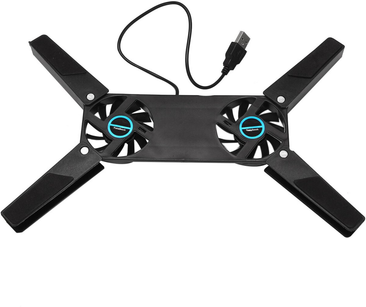 Laptopkoelpad Geschikt voor dubbele ventilator en inklapbare USB-poort, Geschikt voor het koelen van laptops.