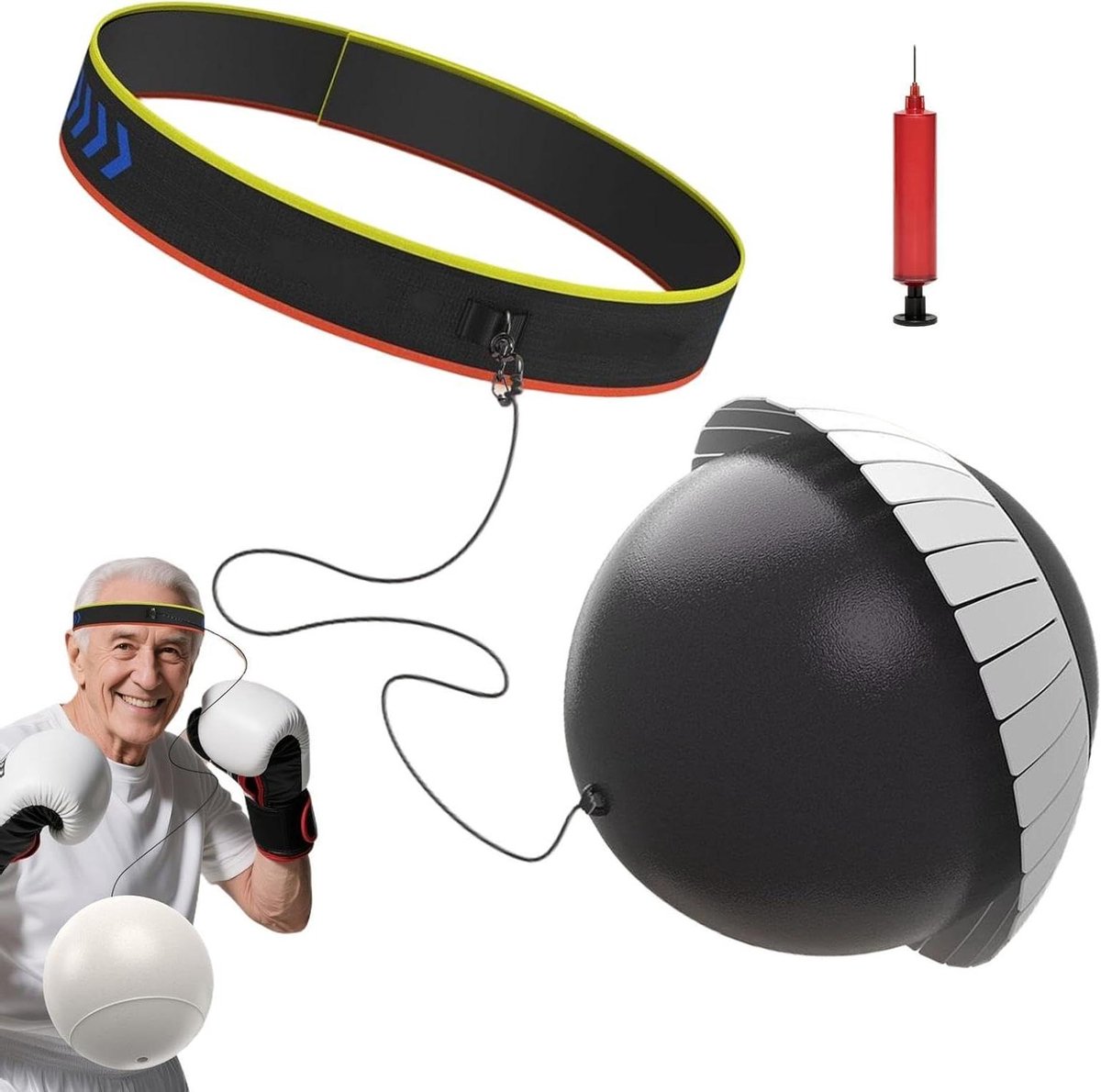 Boksreflexbal - Trainingsbal - Hand oog coördinatie - Verstelbare hoofdband - Compact ontwerp - Zwart