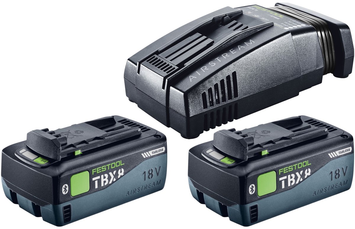 Festool 18V 2xTBX8/SCA16 energieset ( 578892 ) met 2x BP 18 TBX 8 ASI accu 18 V 8,0 Ah + SCA 16-lader