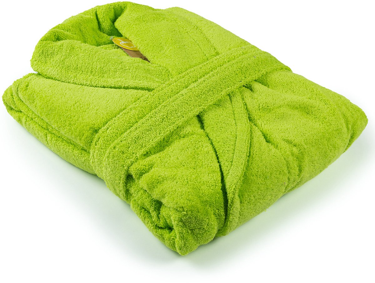 ARTG Robezz - Badjas Sjaalkraag - 100% Badstof Katoen - Heldergroen - Lime Green Limoen Groen