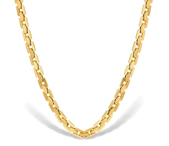 Collier à maillons couleur or - Couleur or 60 cm de long pour homme - collier couleur or ALESSIO Mauro Vinci - avec fermoir mousqueton - coffret cadeau