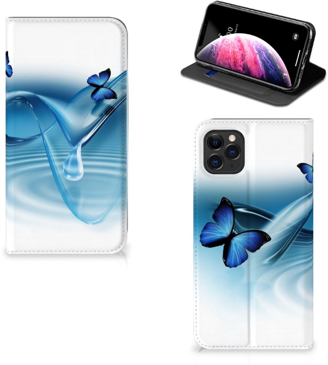 Book Case voor Apple iPhone 11 Pro Max Hoesje maken Vlinders