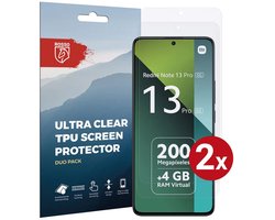 Rosso Screen Protector Ultra Clear Duo Pack Geschikt voor Xiaomi Redmi Note 13 Pro 5G / 4G / Poco M6 Pro 4G TPU Folie Case Friendly 2 Stuks