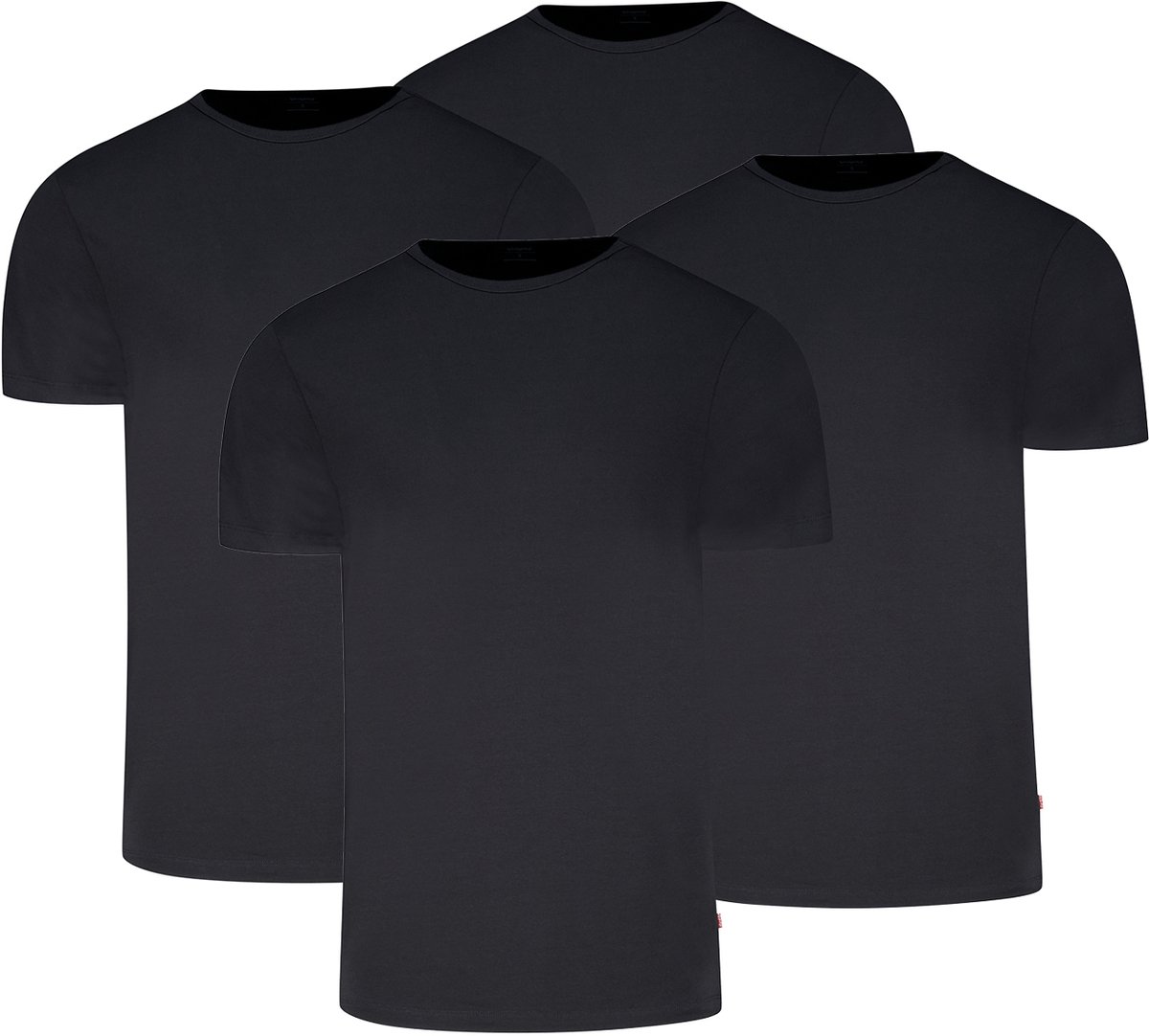 4-pack Levi’s heren T-shirt Rond-Neck Zwart