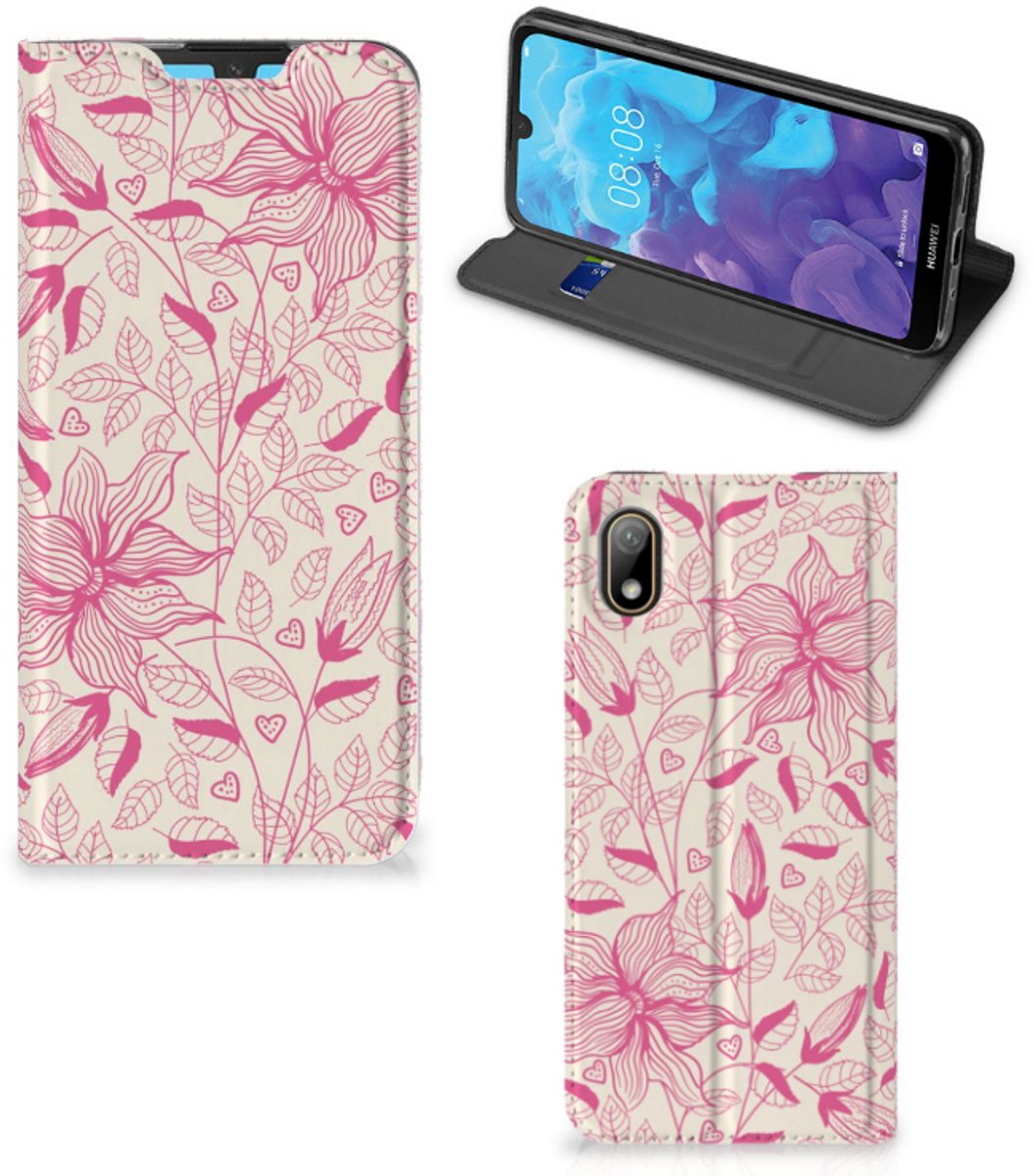 Huawei Y5 (2019) Smart Cover Pink Flowers