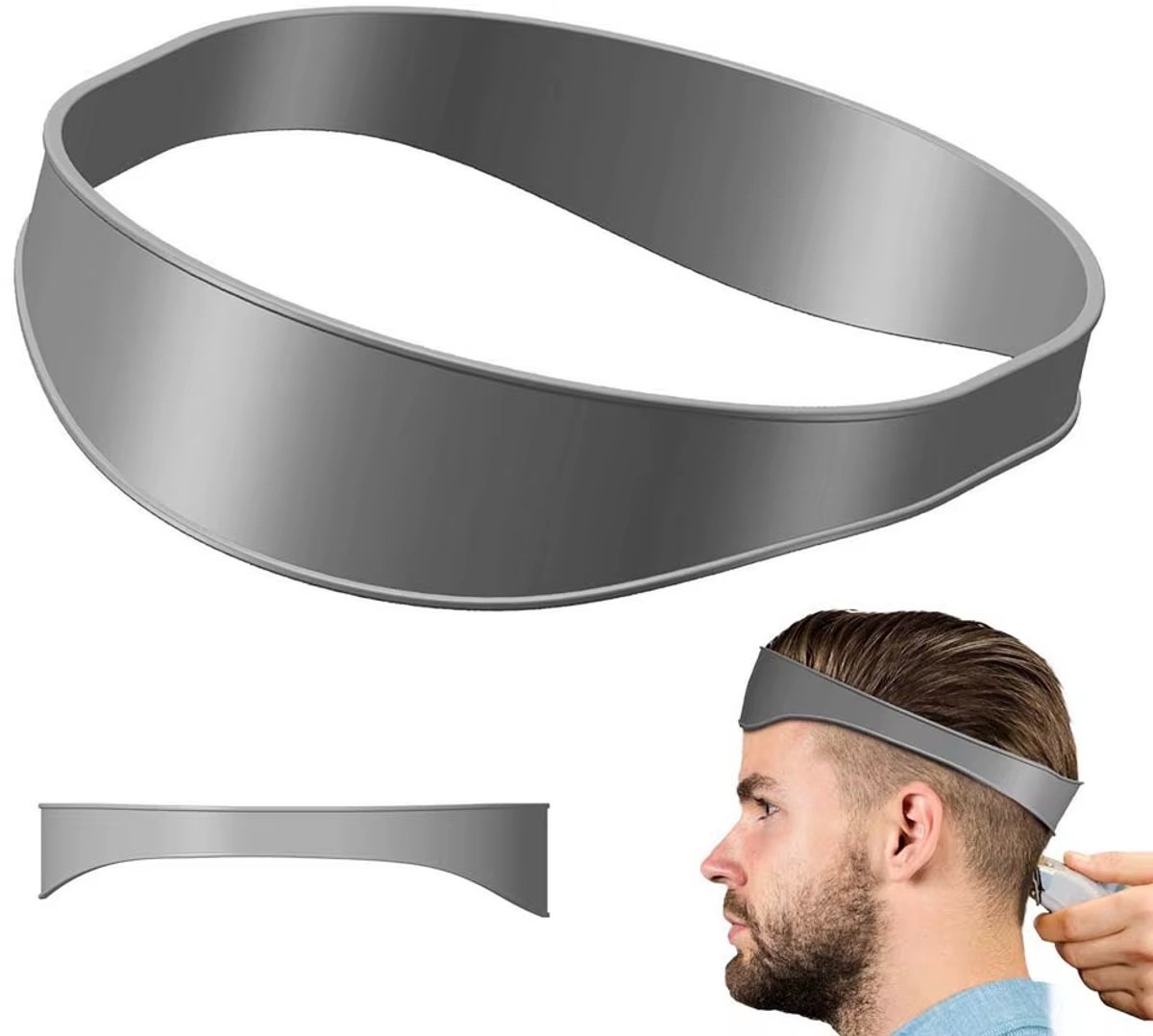 Siliconen Kapsel Band Voor Thuis Trimmen Haar Hals Gids Hoofdband Haar Styler Kapper Styling Tool Scheren Kappers Nette Kapsel - Grijs