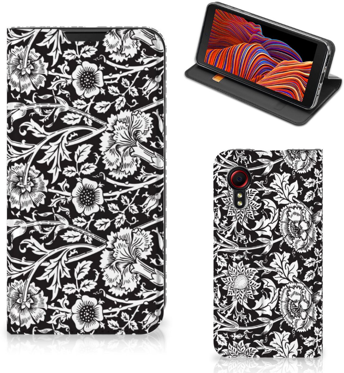Samsung Galaxy Xcover 5 Smart Cover Black Flowers