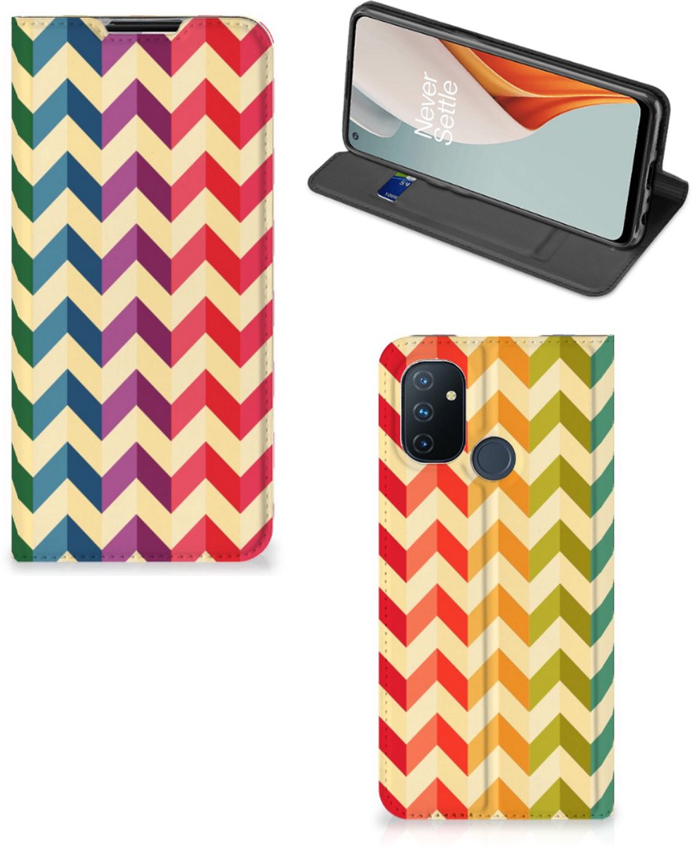 OnePlus Nord N100 Hoesje met Magneet Zigzag Multi Color
