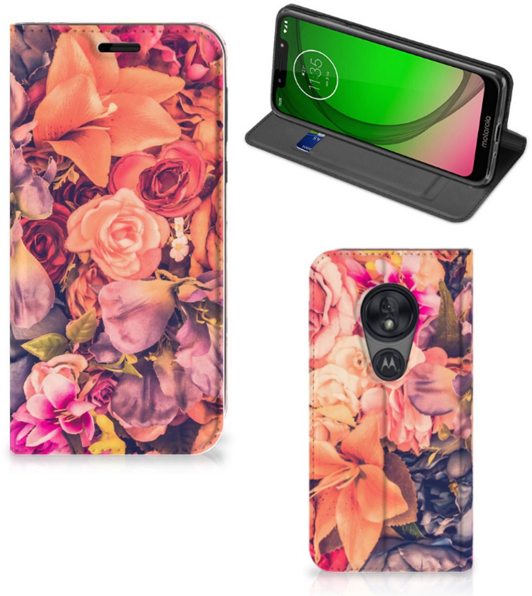 Motorola Moto G7 Play Smart Cover Bosje Bloemen